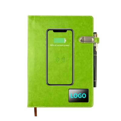 Factory Custom Colorful Leather Cover Dairy Notebooks Cover With Wireless Charging