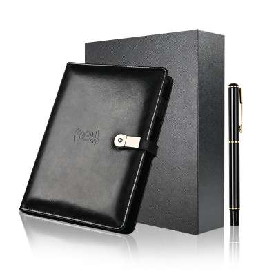 Wholesale PU Leather Powerbank Wireless Charging Notebook With Video